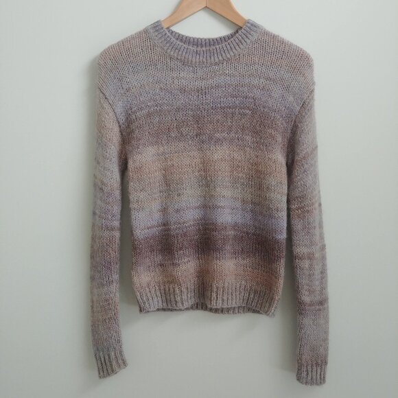 Something Navy wool mohair blend sweater XS ombre tan blue purple brown - Picture 1 of 13
